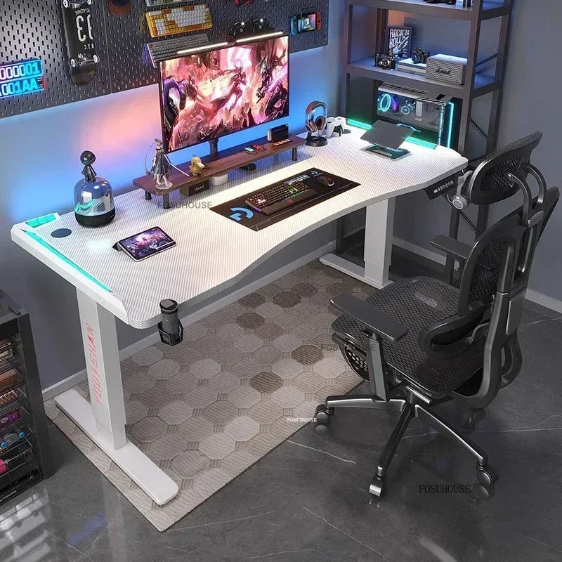 Bureau gamer ergonomique blanc
