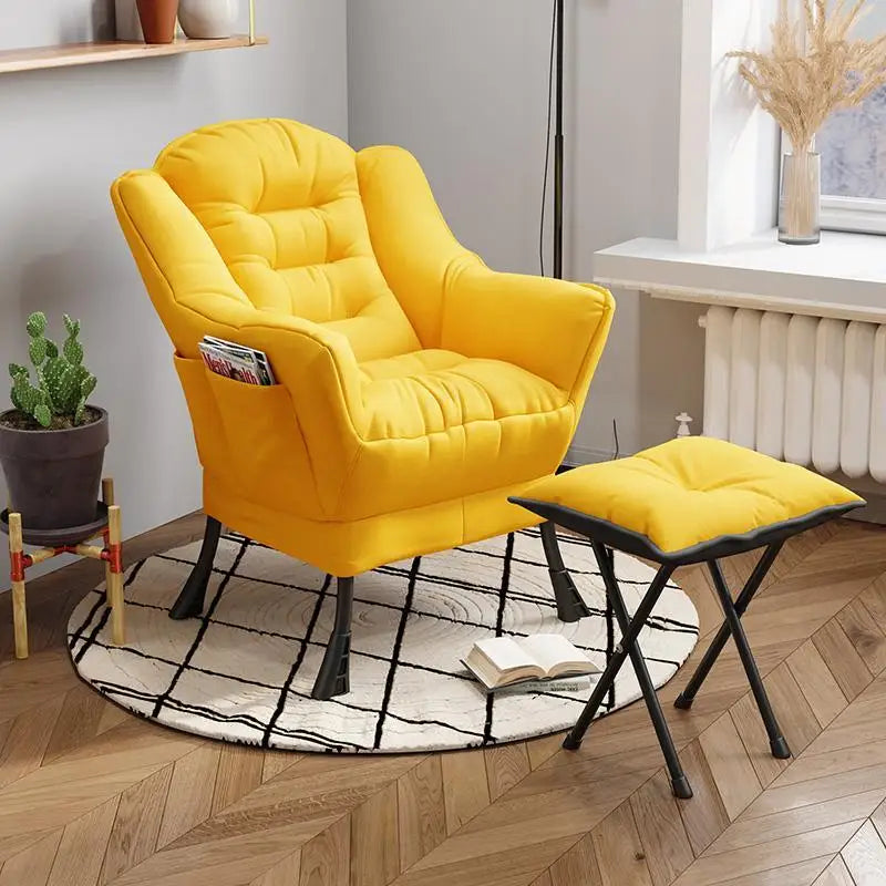 Chaise-ergonomique-repose-pied-jaune