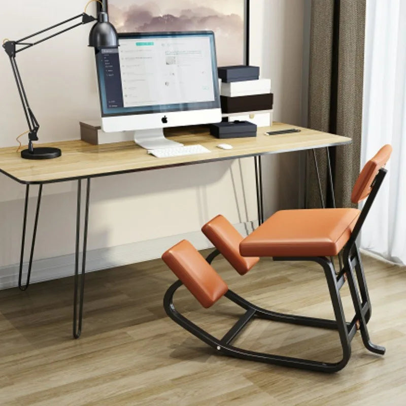 Chaise_sans_dossier_ergonomique_orange