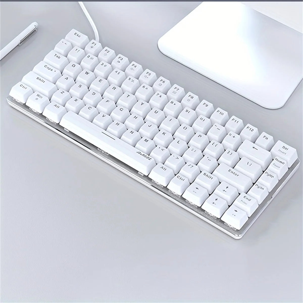 Clavier ergonomique mecanique blanc