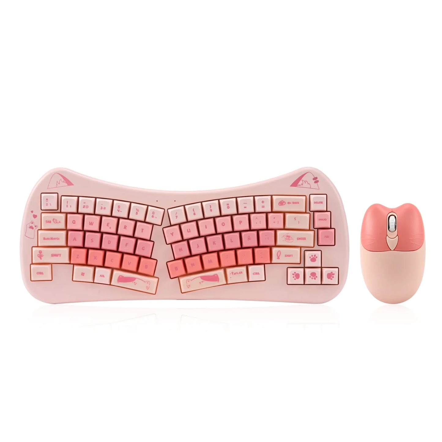 Clavier_souris_ergonomique_sans_fil_rose
