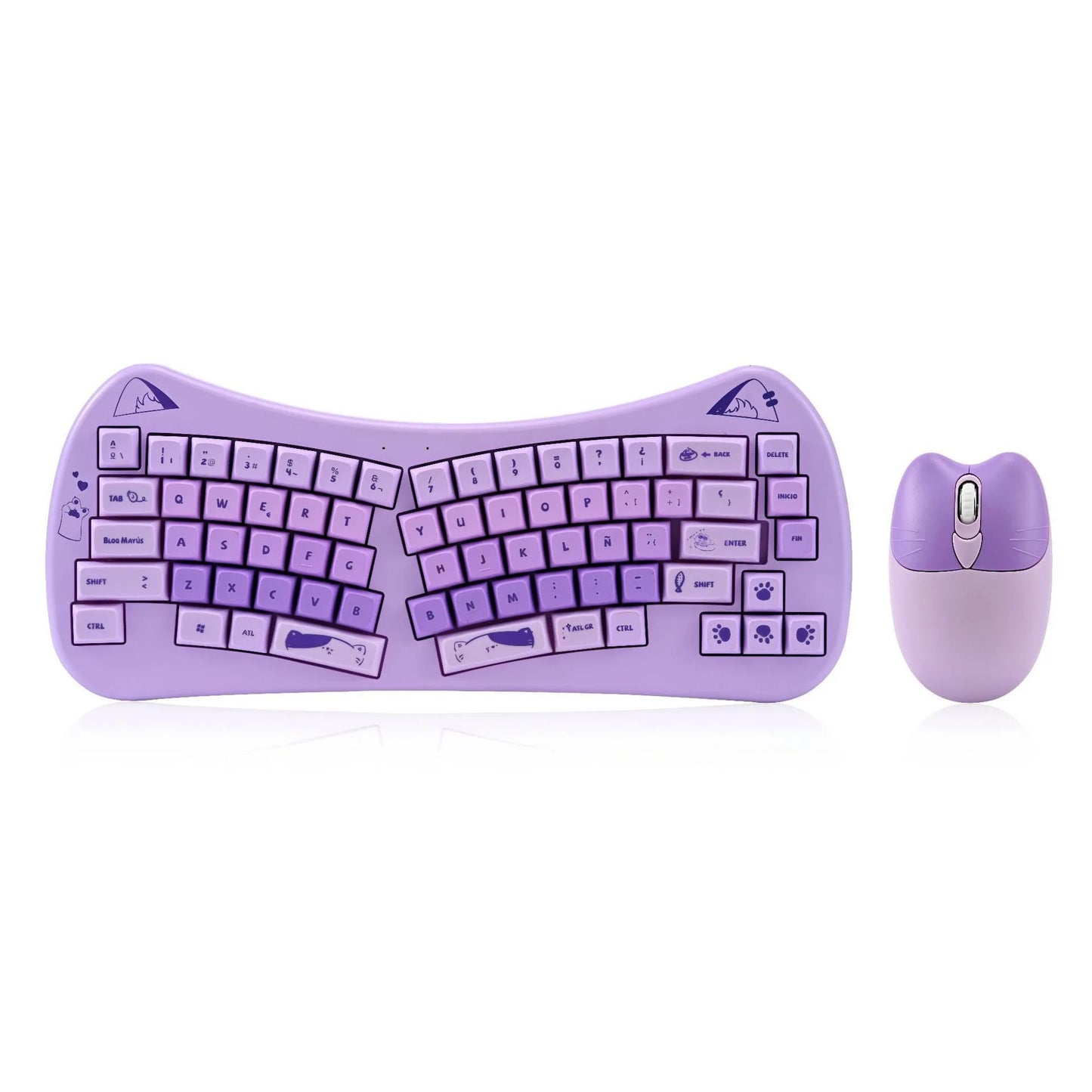 Clavier_souris_ergonomique_sans_fil_violet