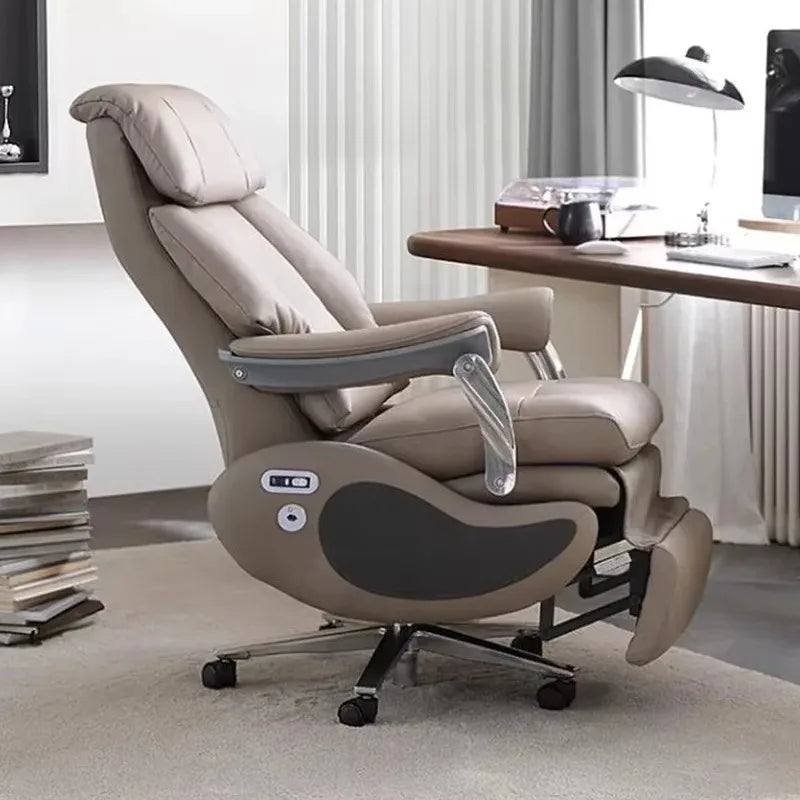 Fauteuil de bureau ergonomique cuir marron