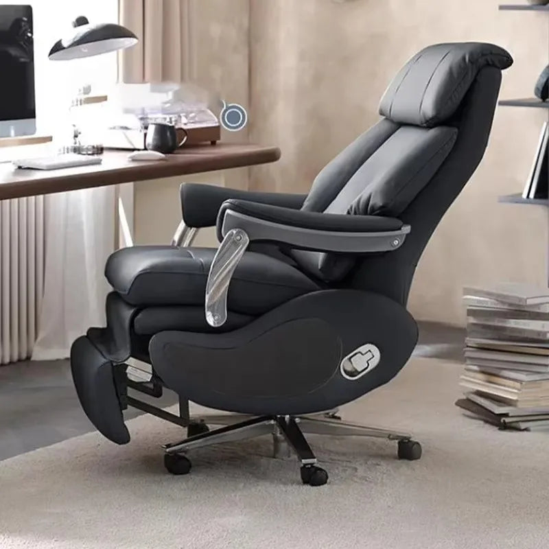 Fauteuil de bureau ergonomique cuir noir