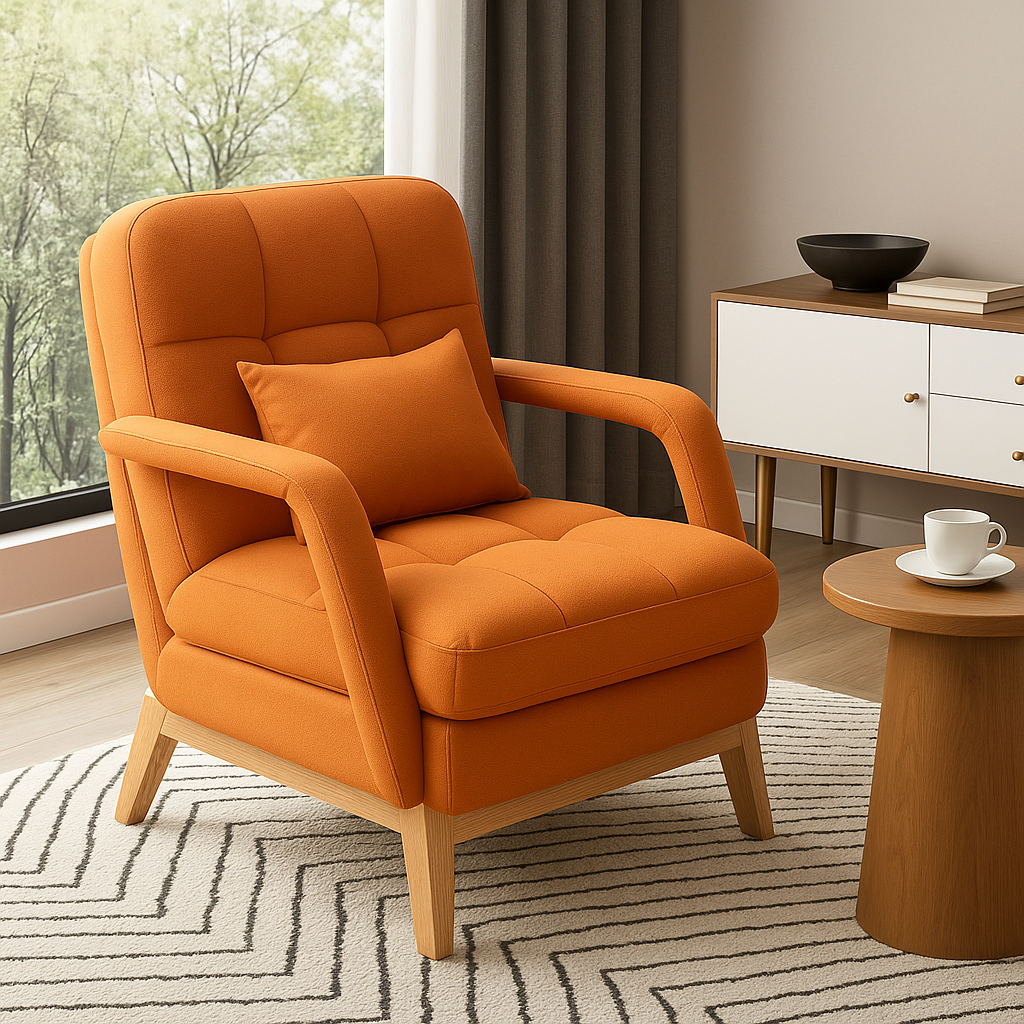 Fauteuil de bureau ergonomique dossier inclinable orange