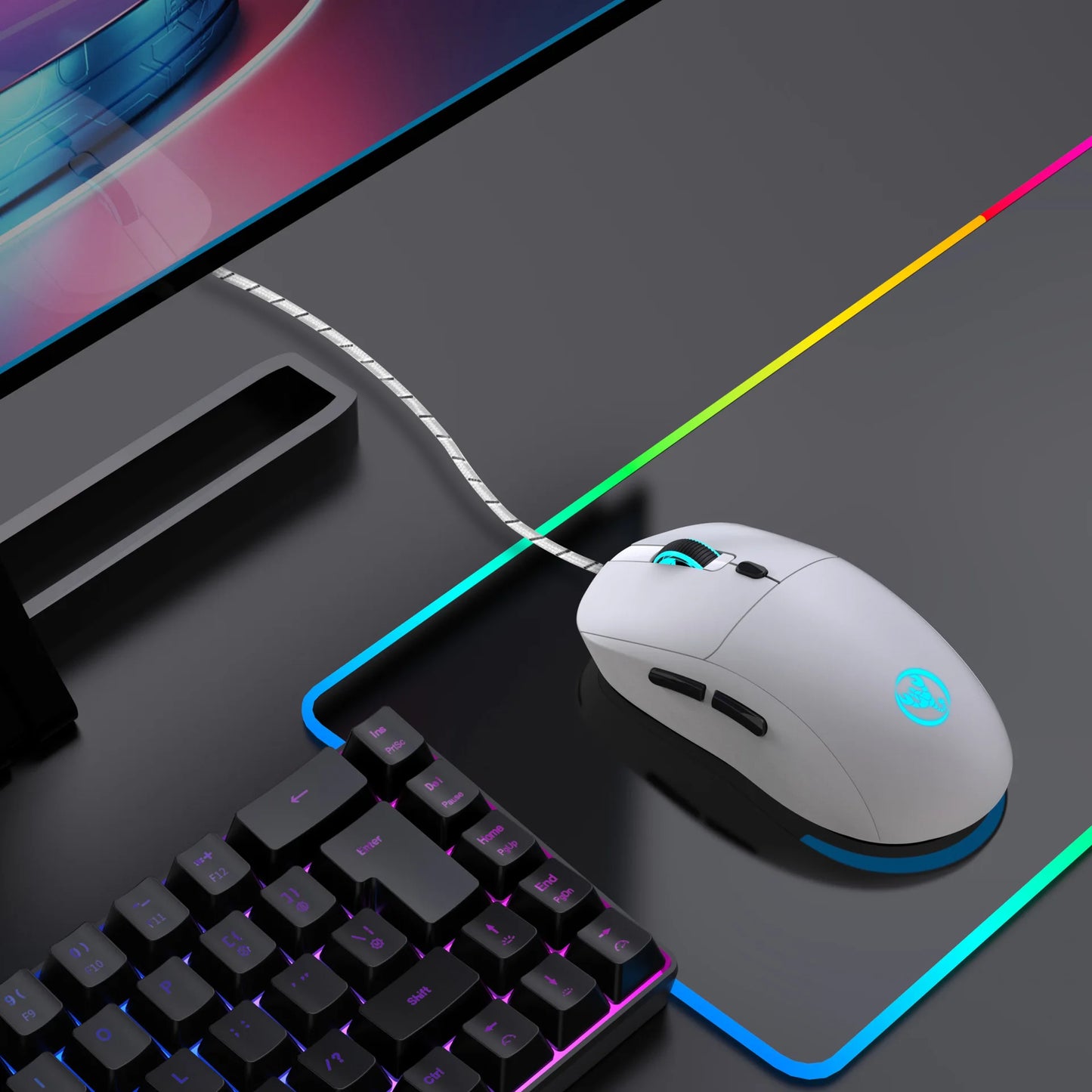 Filaire souris ergonomique bureau blanc