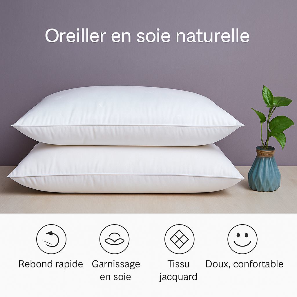 Oreiller ergonomique anti acarien en soie