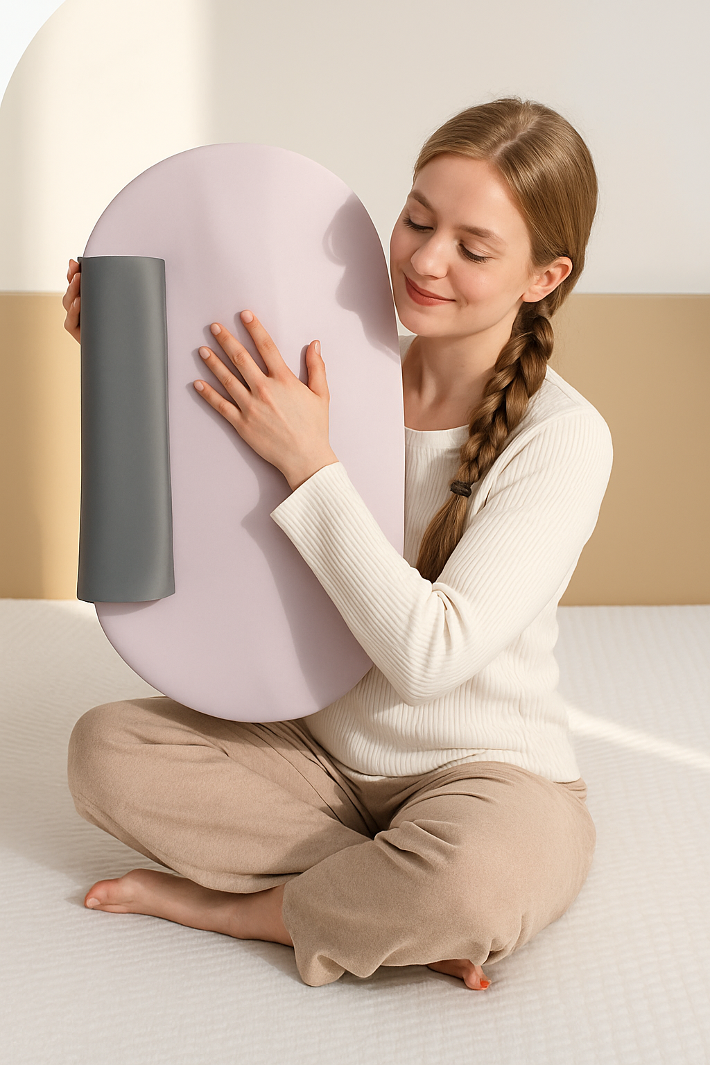 Oreiller ergonomique moelleux rose