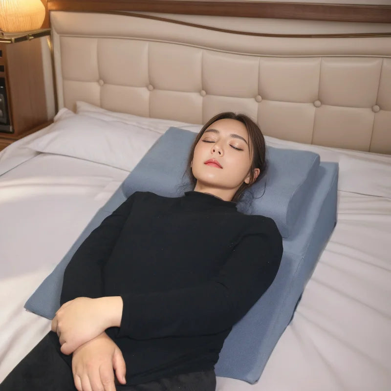 Oreiller ergonomique pour dormir sur le dos bleu