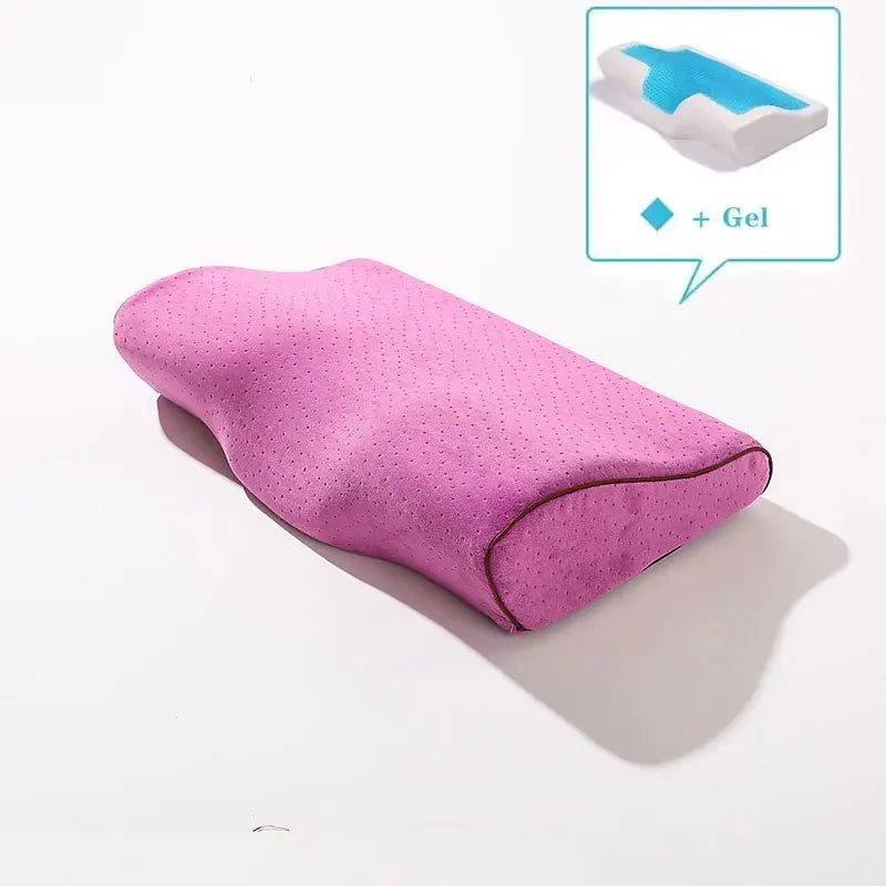 Oreiller ergonomique thermogel - mémoire de forme rose
