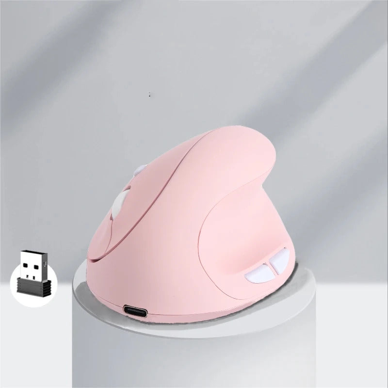 Souris ergonomique bluetooth rechargeable rose