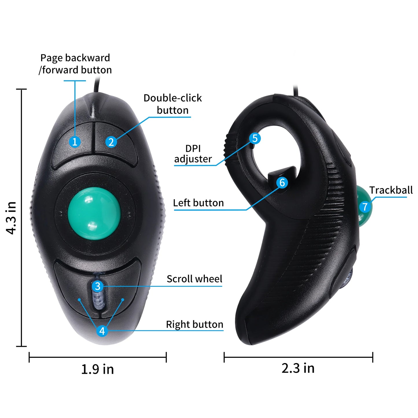 Souris ergonomique verticale sans fil pour gaucher noir