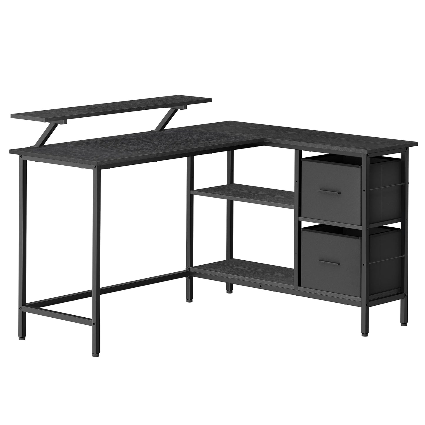 Bureau ergonomique avec rangement tout noir