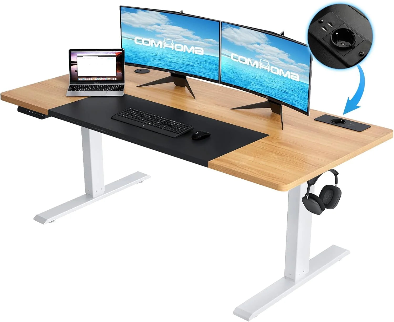 Bureau_ergonomique_reglable_hauteur_marron