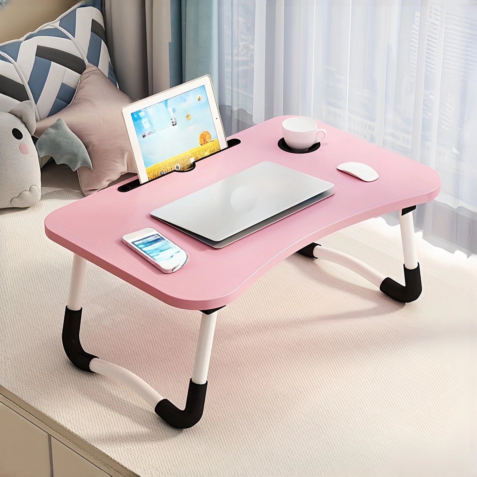 Bureau portable ergonomique rose