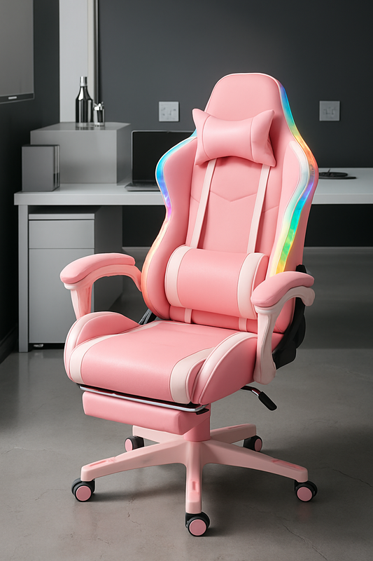 Chaise de bureau gaming ergonomique rose