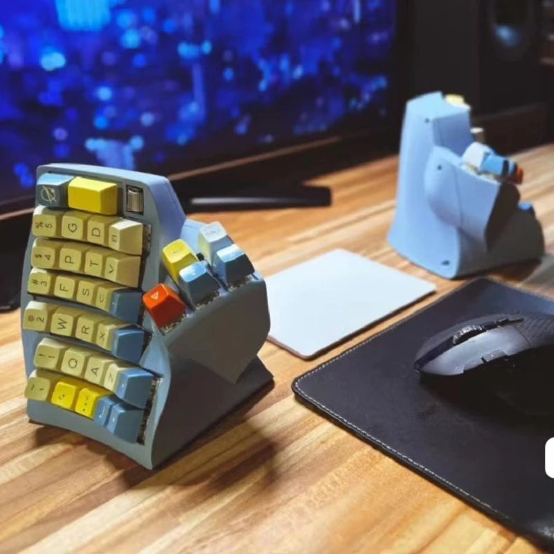 Clavier ergonomique vertical bleu