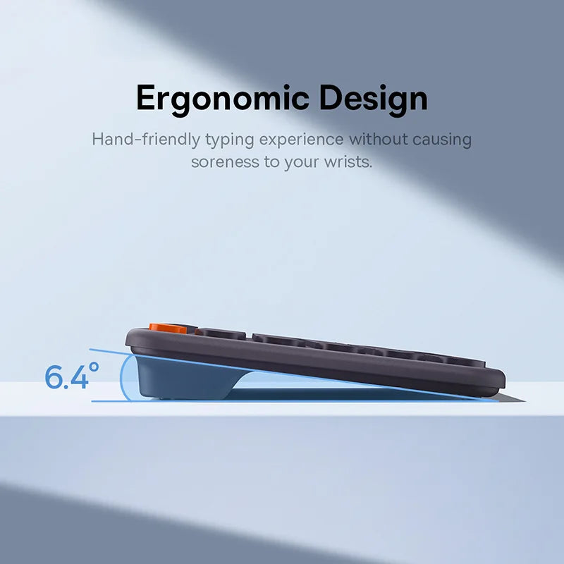 Clavier ordinateur ergonomique sans fil bleu