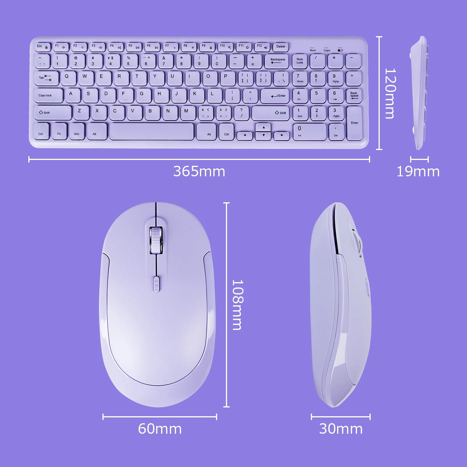 Clavier souris ergonomique mesures