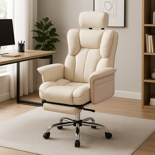 Fauteuil de bureau ergonomique avec appui-tête blanc