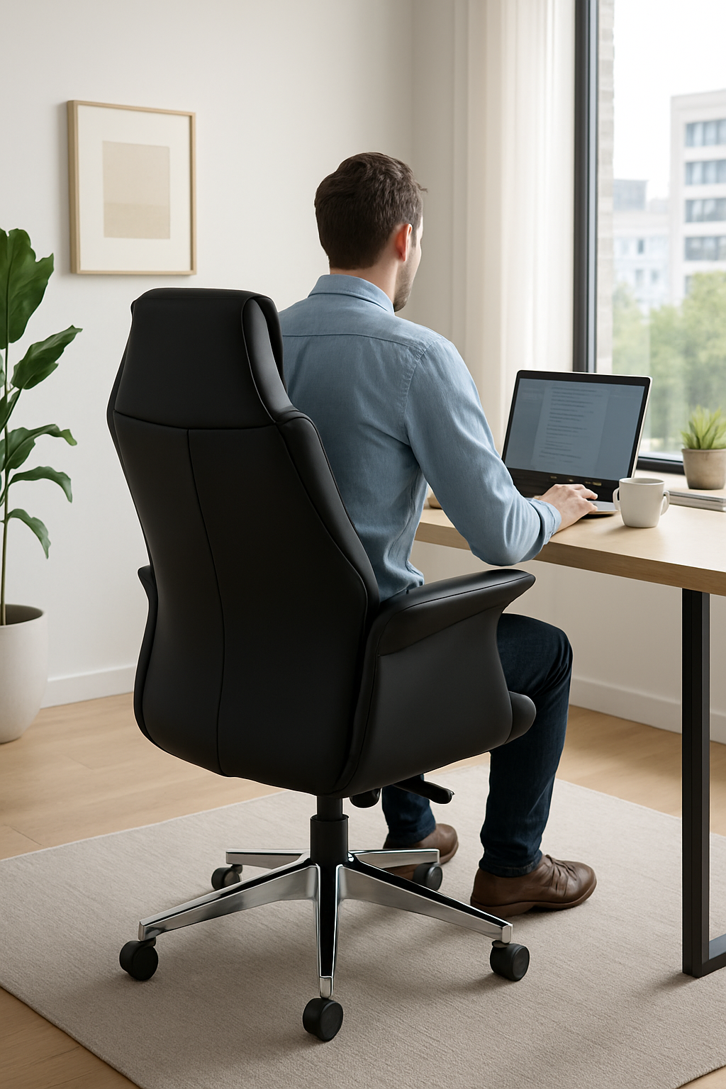 Fauteuil de bureau ergonomique confortable gris