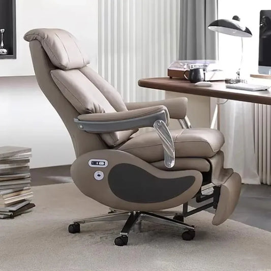 Fauteuil de bureau ergonomique cuir marron