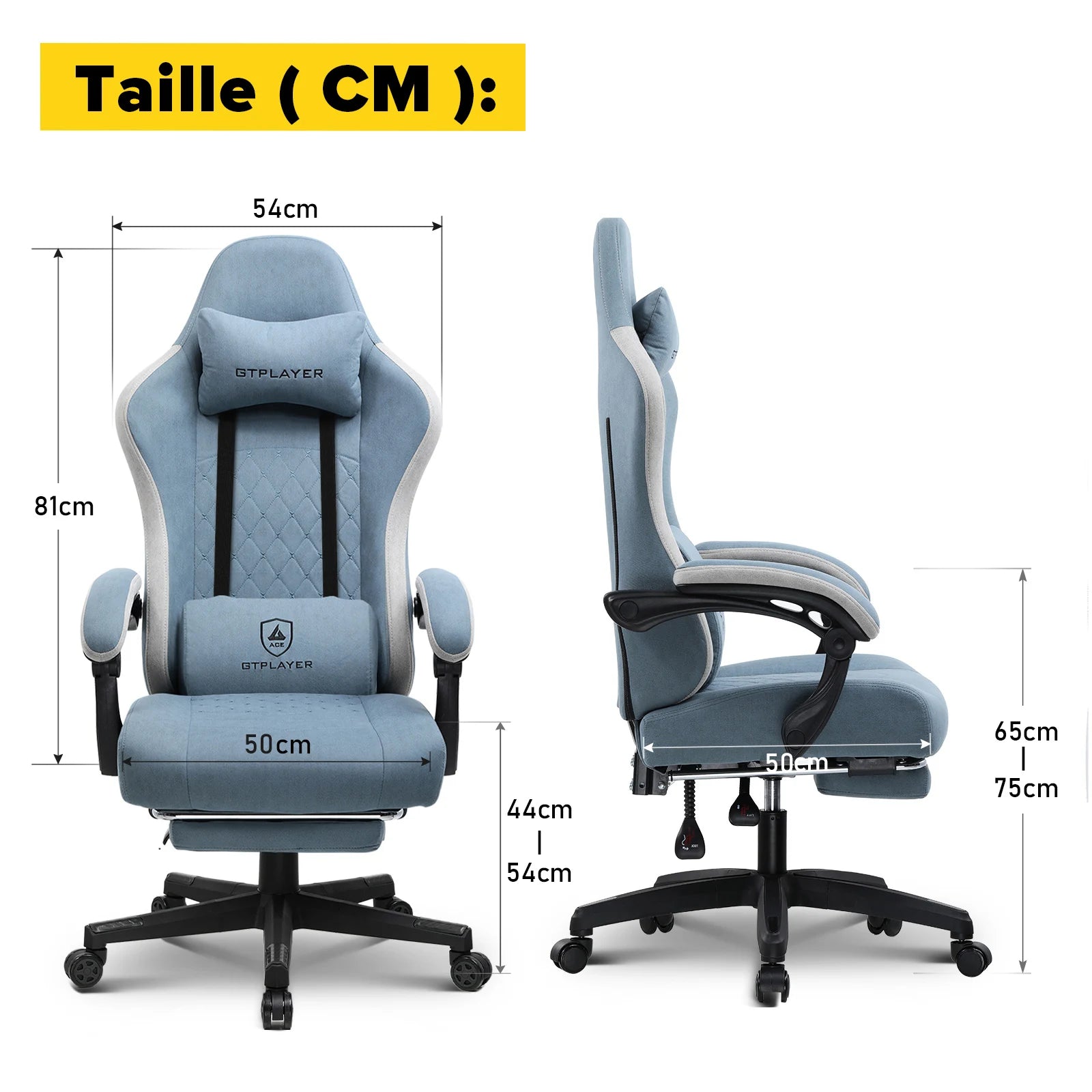 Fauteuil de bureau ergonomique gamer mesures