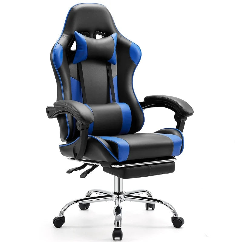 Fauteuil de bureau ergonomique soutien lombaire bleu