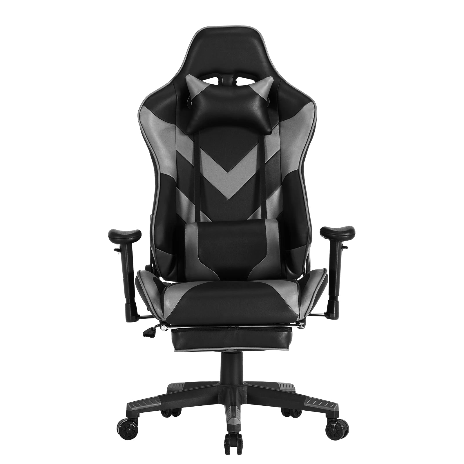 Fauteuil gaming inclinable ergonomique avec repose-pieds en similicuir challenge gris