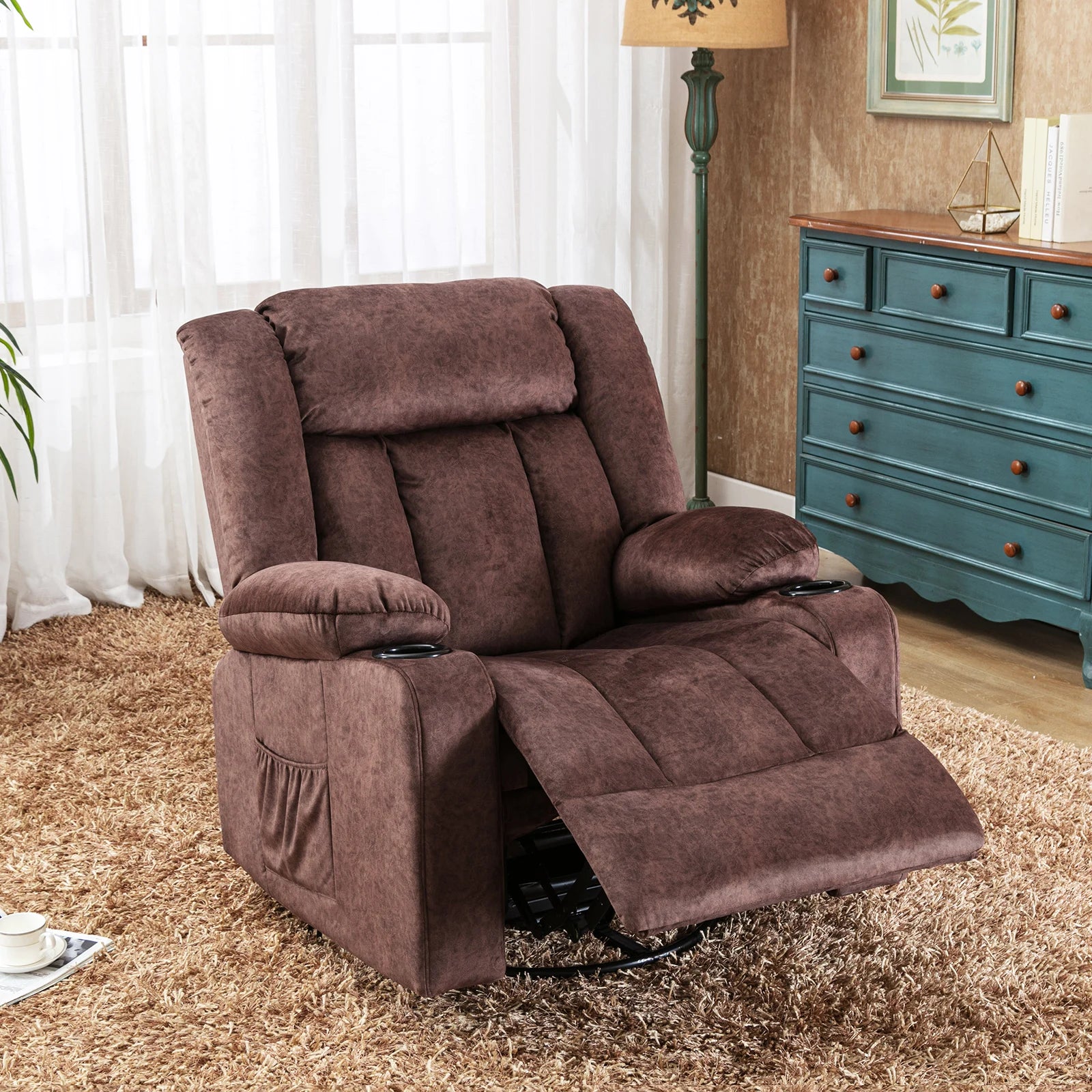 Fauteuil salon ergonomique mal de dos marron