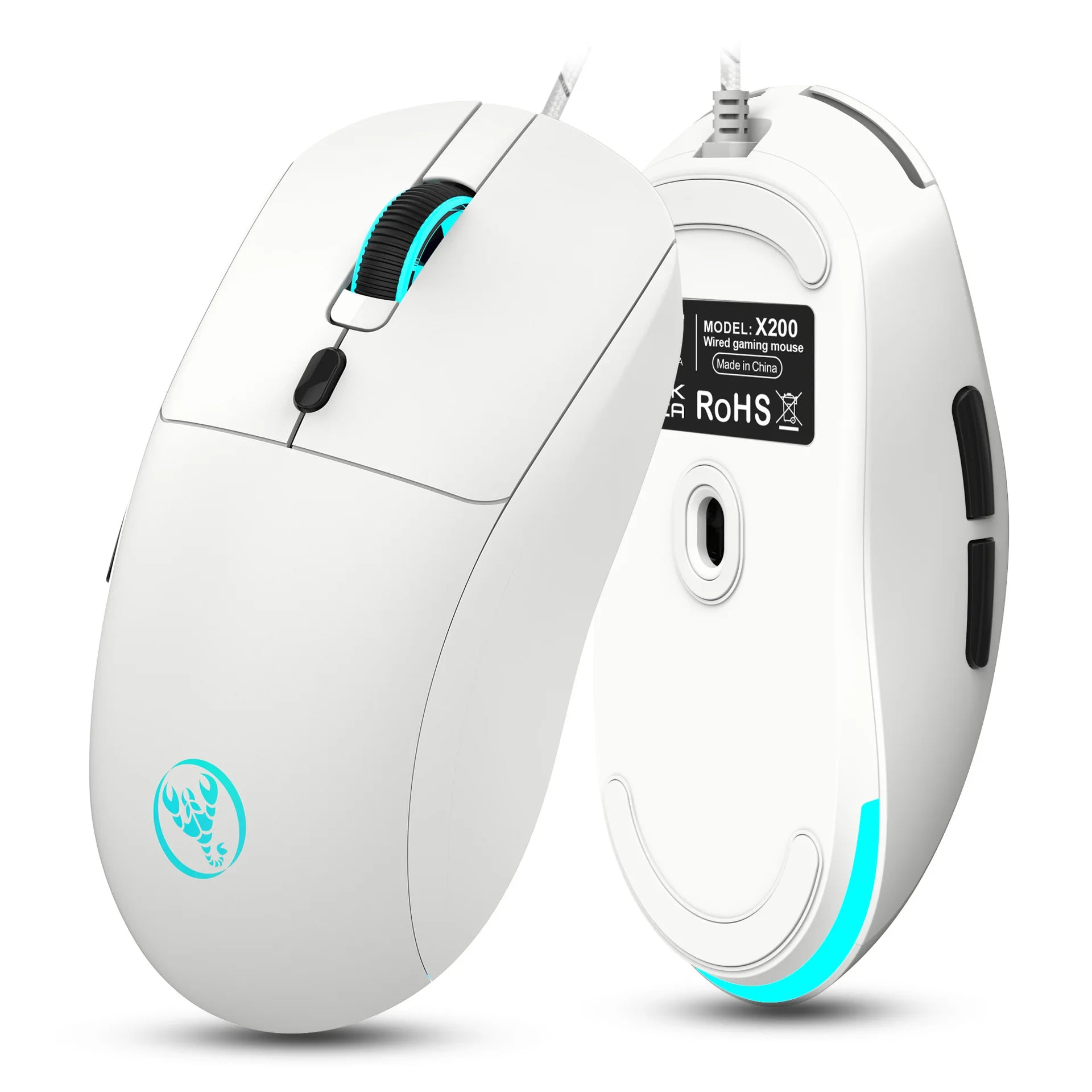 Filaire souris ergonomique blanc