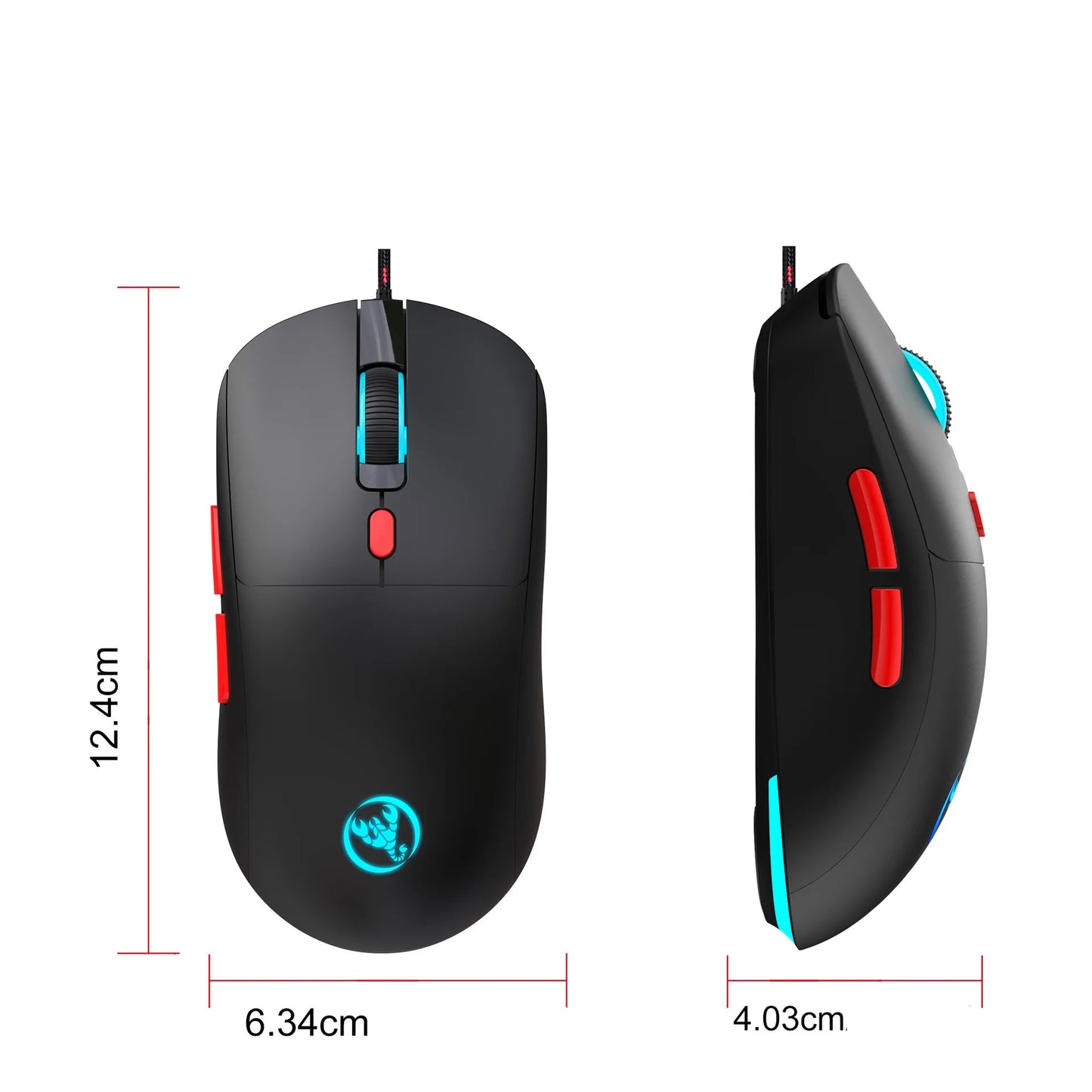Filaire souris ergonomique mesures